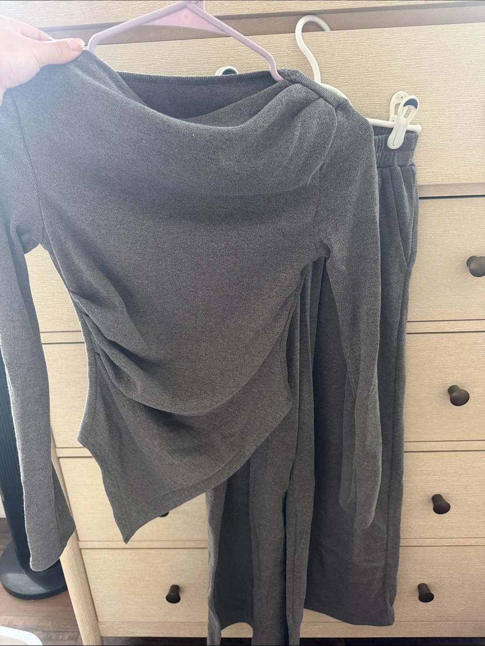 SHEIN Charcoal Gray Cowl Neck Knit Sweater Set